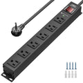 CRST 6-Outlet Slim Mountable Metal Power Strip | Dual-Pole Switch, 2100J Surge Protector, Wide-Spaced Outlets, 10ft