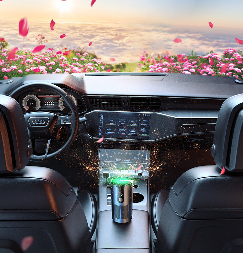 Intelligent car air purifier for formaldehyde and smoke removal UVC negative ion USB car disinfectant