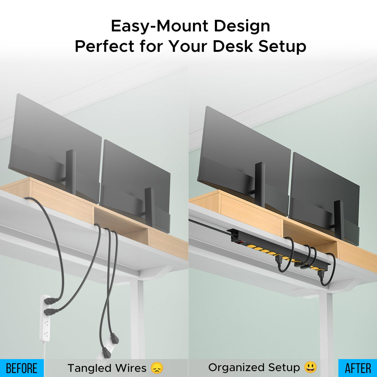 CRST 12-Outlet Mountable Metal Power Strip | 4-Way Bracket Mount, 2100J Surge Protector, Wide-Spaced Outlets, ETL Listed