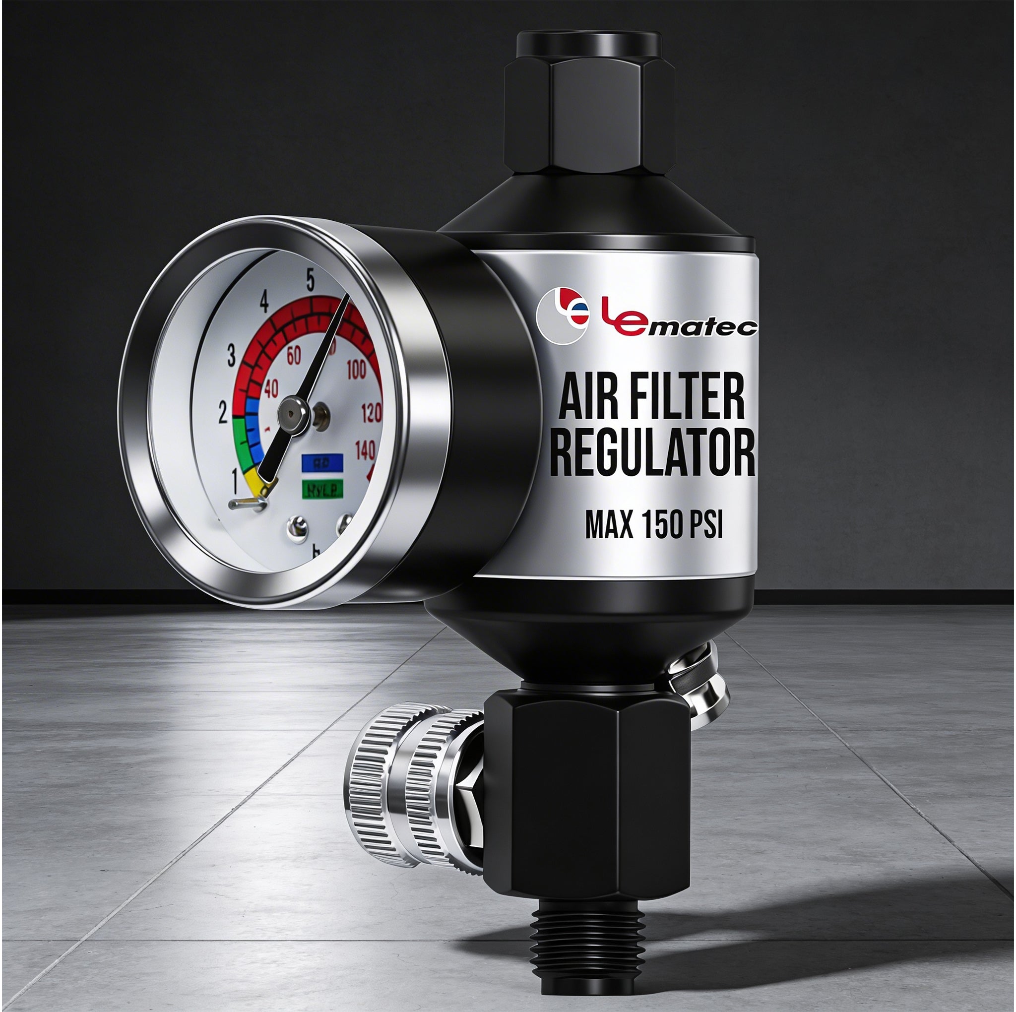 Professional 2-in-1 Air Compressor Regulator & Filter - 140 PSI Aluminum Water/Oil Separator with Gauge (AI303-R1)
