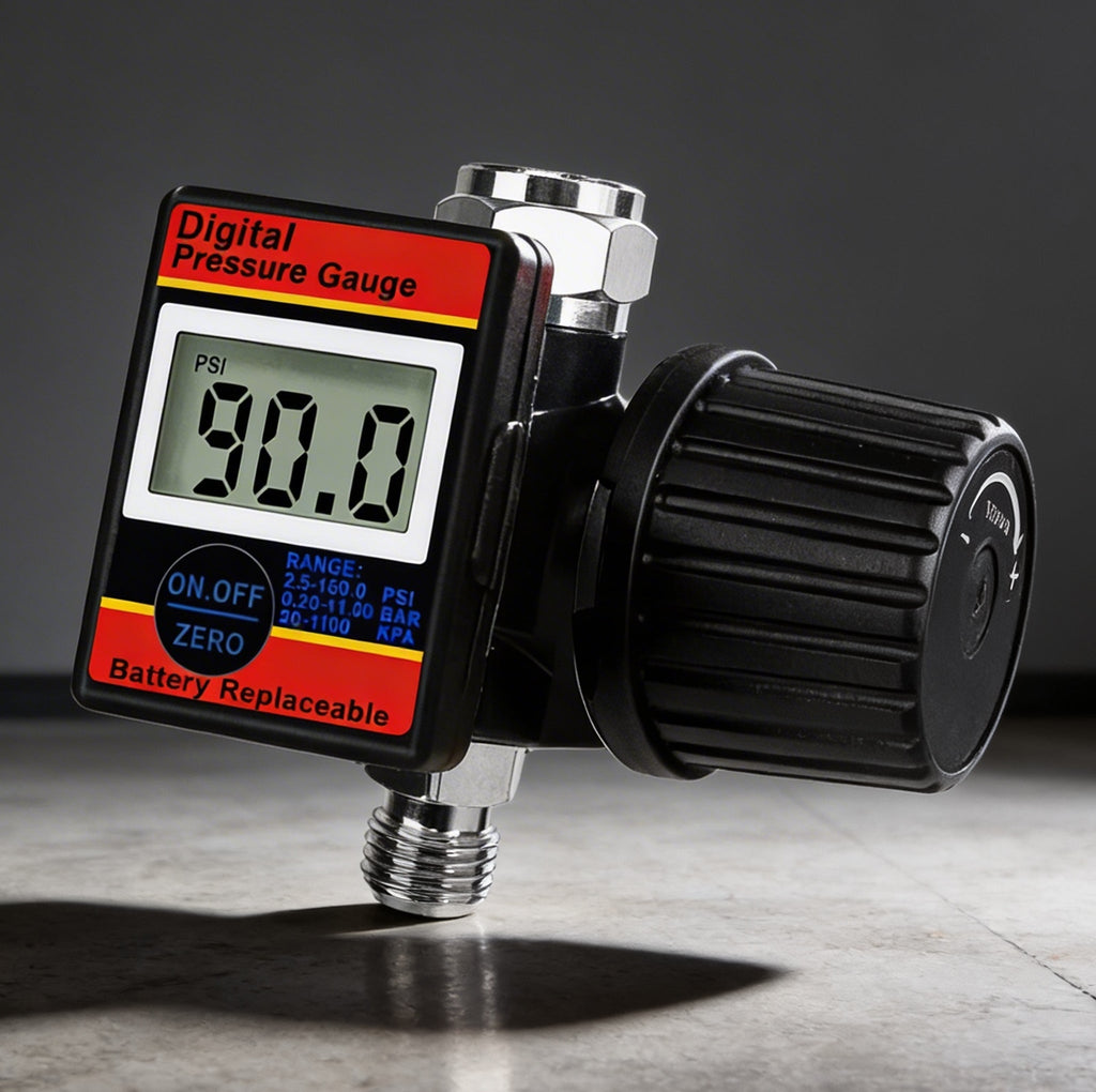 Professional Digital Air Regulator - 160 PSI Diaphragm Control with Multi-Unit Display (DAR02B)