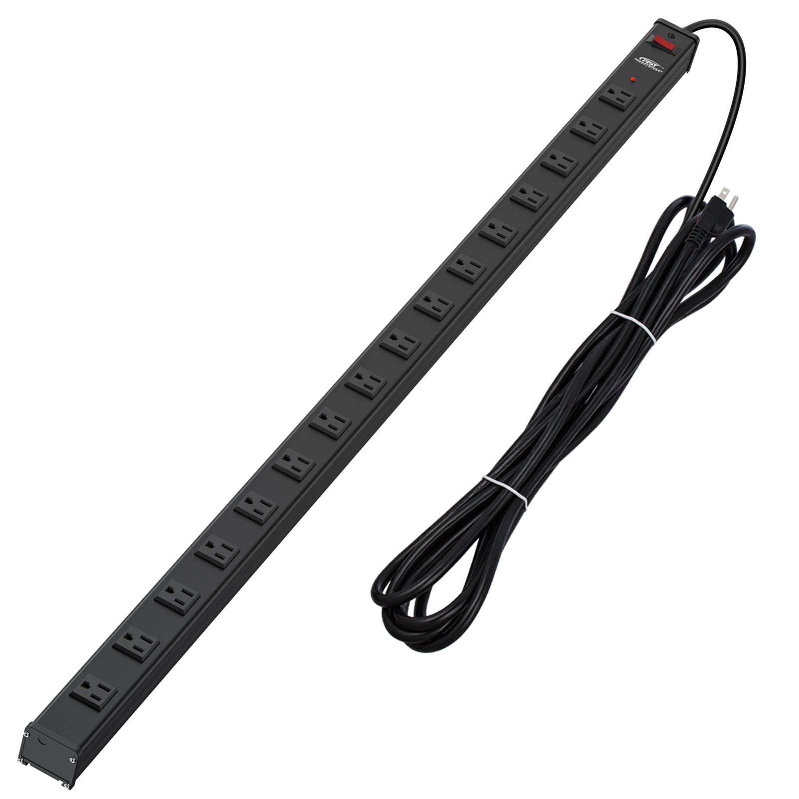CRST 16-Outlet Metal Power Strip Surge Protector, 1800 Joules, 2.6" Ultra-Wide Spaced Outlets for Large Adapters, 15ft Heavy Duty Cord, Industrial Mountable Design with EMI Filter